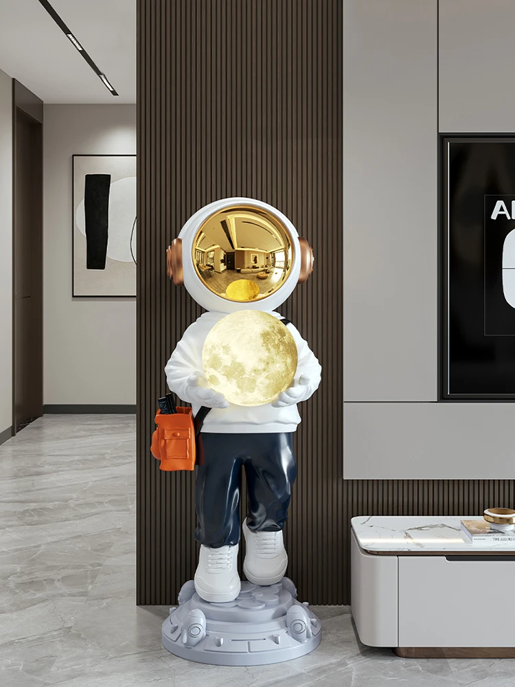 

Скульптура астронавта, украшение пола, домашний декор, роскошная гостиная, ТВ-шкаф, диван, лунная лампа, художественная статуя, орнамент в подарок, 73 см