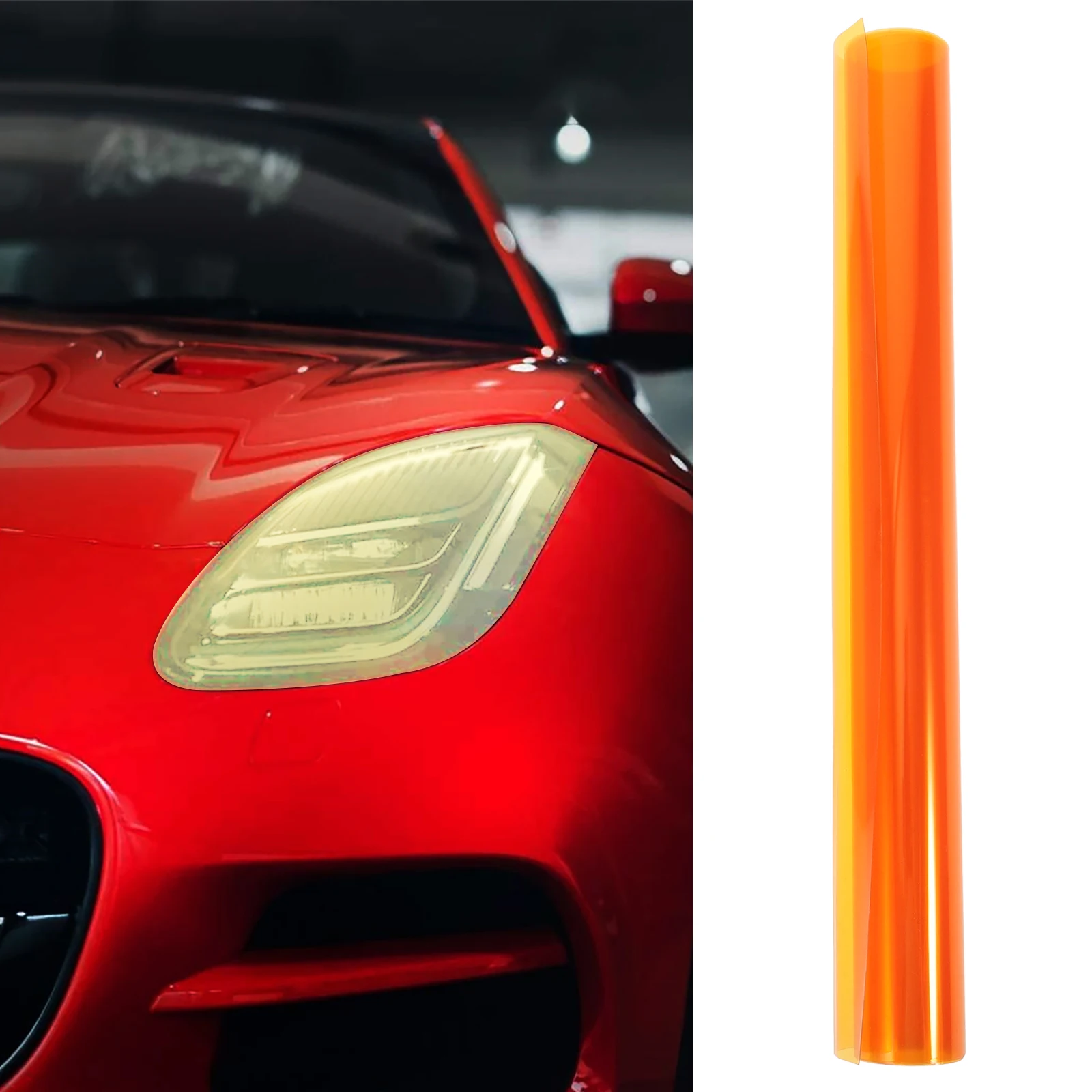 

Headlight Color Change Film Orange Transparent Stretchable Waterproof Car Sticker For Light Protection Tint Decal Vehicle