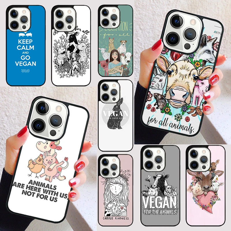 Vegan Vegetarians Animal Love Quotes cover For iPhone 15 16 13 12 11 14 Pro Max Mini Max SE 2020 7 8 6S Plus Phone Case