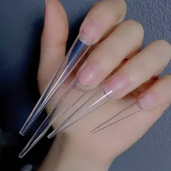 XXL Stiletto False Nails -Half Cover Clear Extra Long Sharp Nail Tips 500Pcs Acrylic Fake Nails for Nail Extension DIY Nail Art