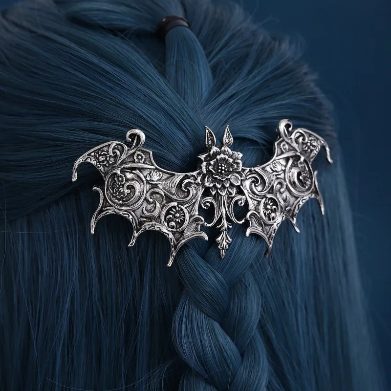 Personalized classic punk style bat wings rose alloy hair clip Norwegian style role-playing party fashion outfit hair accessory