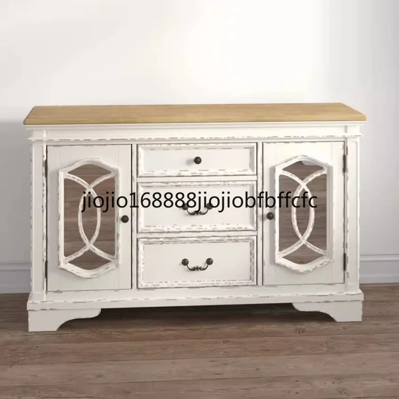 Suitable For American Retro Solid Wood Dining Side Cabinet Entry Porch Cabinet Living Room Partition Locker