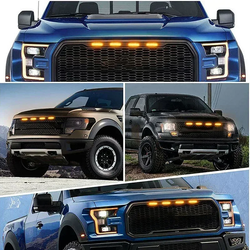 3/4/5/6Pcs Smoked Shell Universal Car Front Grille Light Amber/White Decoration Light For Ford Toyota Pickup Off-Road SUV