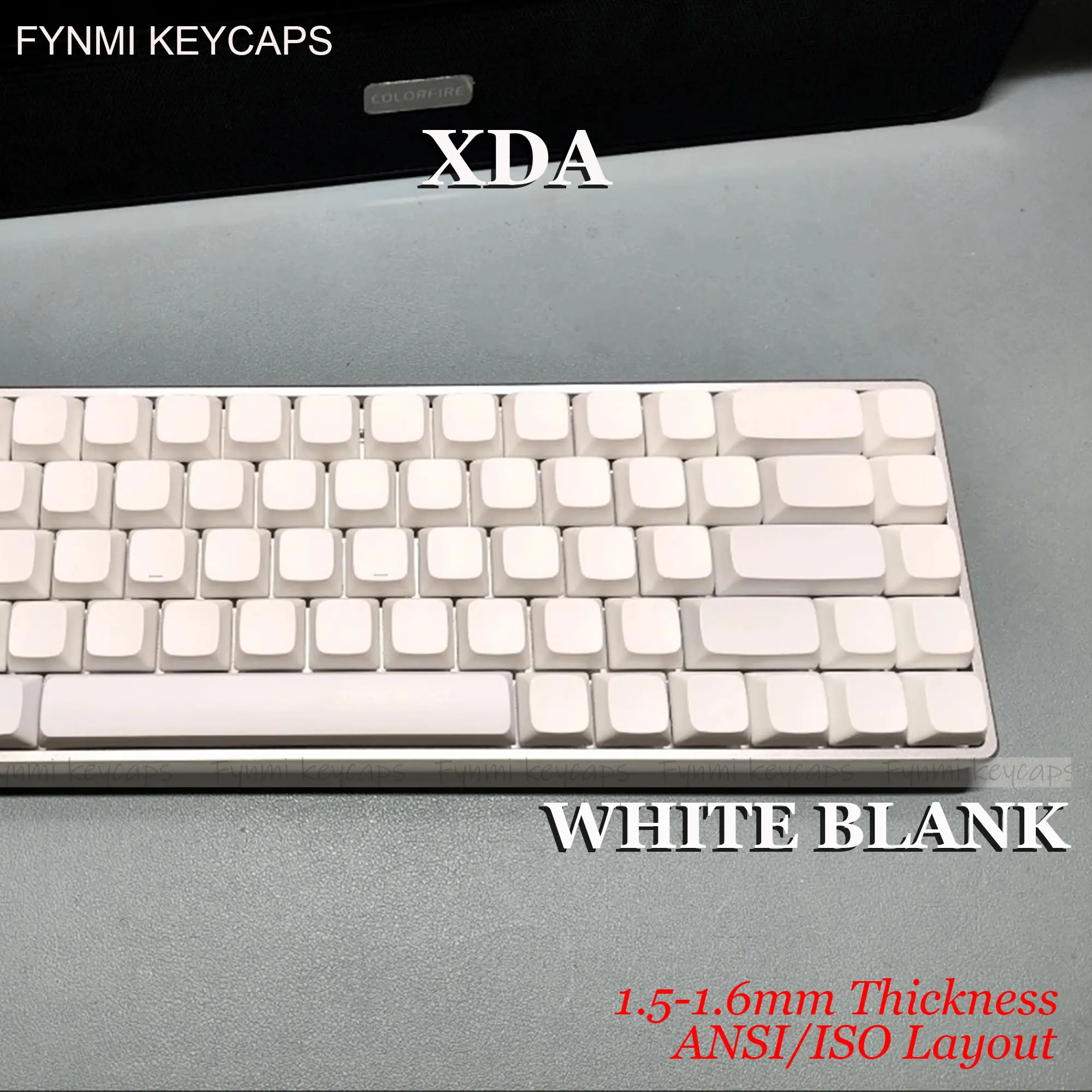 Fynmi ANSI ISO Blank White XDA PBT Keycaps 61 Keys to 125 Keys Dye-Sublimation Keycaps for Mechanical Keyboard