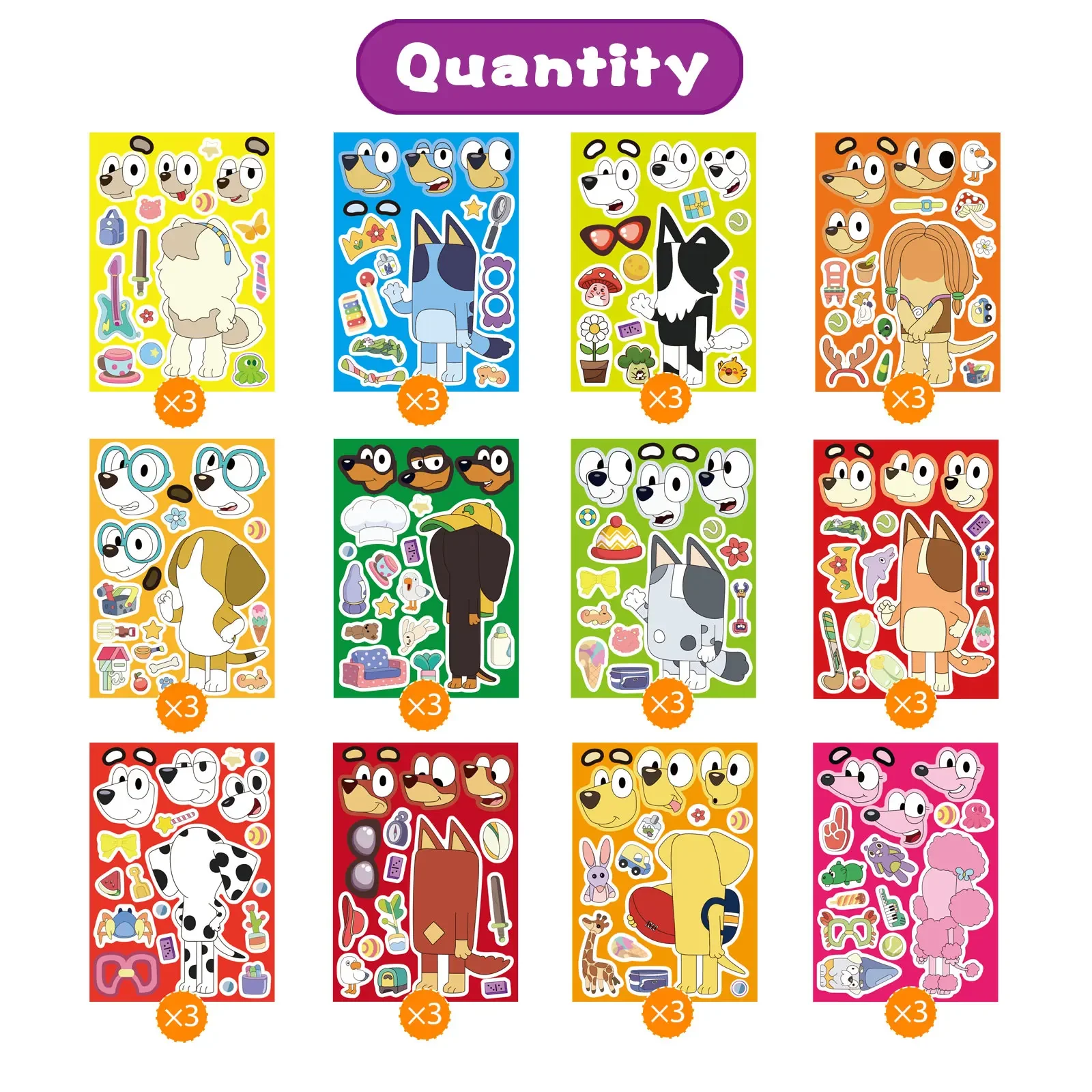 สติกเกอร์ลายการ์ตูนบลูอี้ 6/12 แผ่น สำหรับตกแต่งโทรศัพท์ แล็ปท็อป กระเป๋าเดินทาง สเก็ตบอร์ด ลายกราฟฟิตี้ สนุกสำหรับเด็ก เป็นของขวัญ