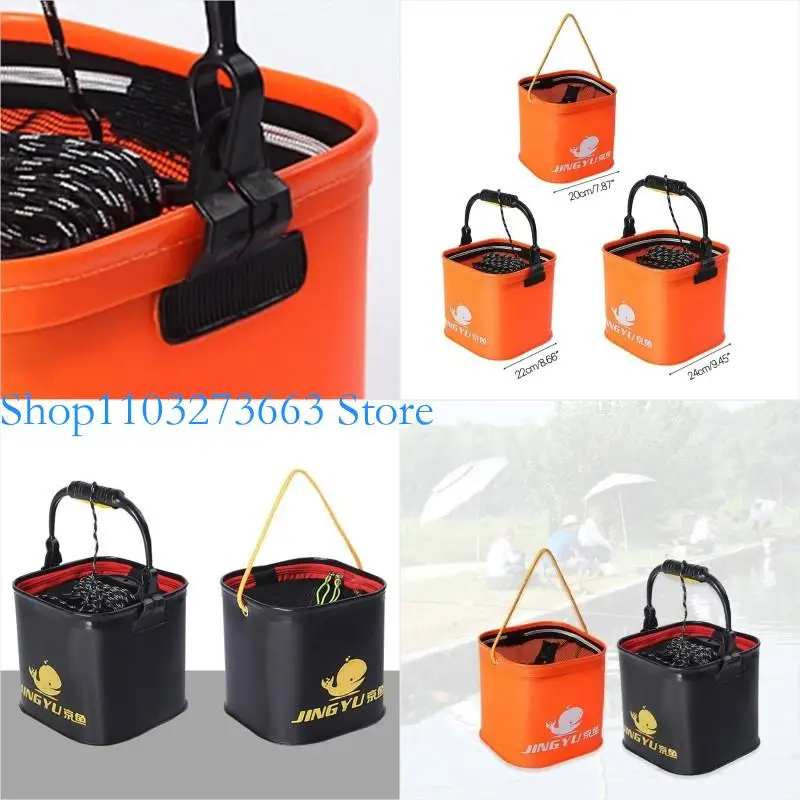 

R6FE Folding Fishing Bucket Practical Collapsible Bucket with Handle Lightweight Fishing Water Pail for Camping-Travelling