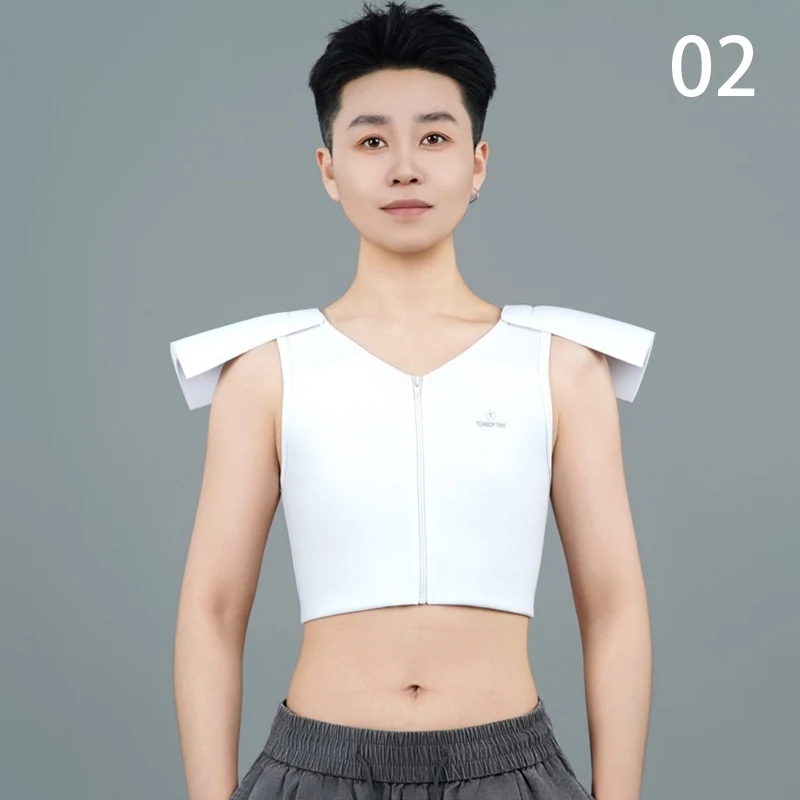 seamless-cosplay-zipper-chest-binder-tomboy-women-sports-bra-super-flat-shapewear-corset-underwear-detachable-wide-shoulder-pads