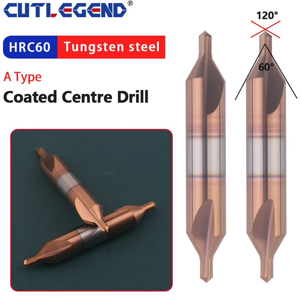 

HRC60 Tungsten Steel Center Drills 60 Degree Carbide Spot Drill Type A 0.5 1 2.0 3 4 5 6 8 Double-head Metal Drill Bit CNC Tools