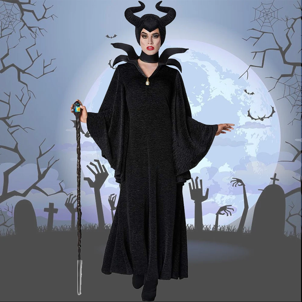 

Gothic Dress Women Halloween Costumes Cosplay Witch Butterfly Sleeve Long Dress Party Role Play Black Evil Witch Fancy Dress