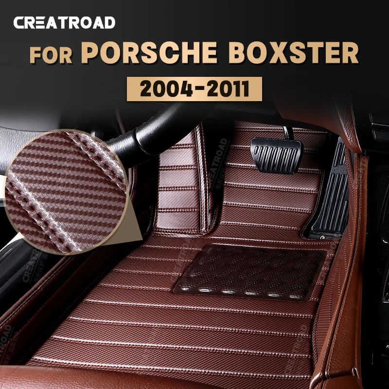 Custom Carbon Fibre style Floor Mats For Porsche Boxster 2004-2011 05 06 07 08 09 10 Foot Carpet Cover Auto Interior Accessories