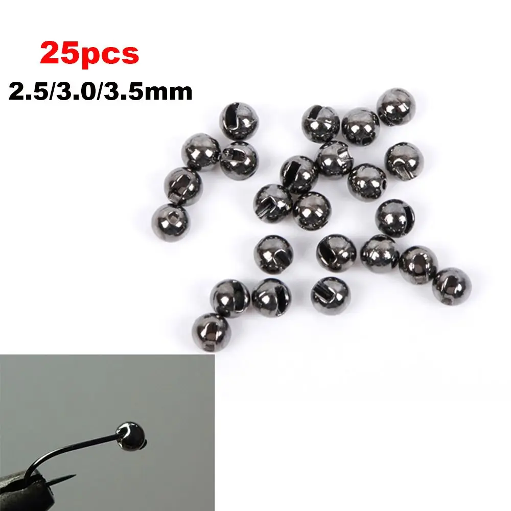 25Pcs/lot Hot Fishing 2.5mm/3.0mm/3.5mm Nice-Designed Fly Tying Material Tungsten Alloy Tungsten Beads Slotted Bead