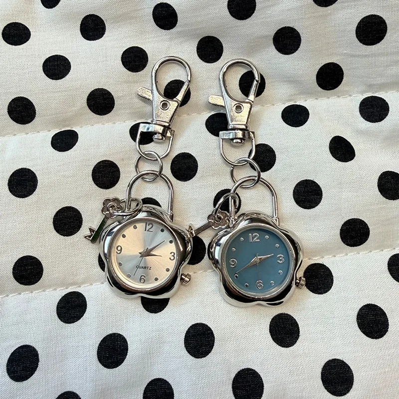 Pocket Watch,Flower Keychain Watch,Vintage Lock Key Pocket Watch,Gemstone Bag Pendant Couple Pendant,Fashion Accessory
