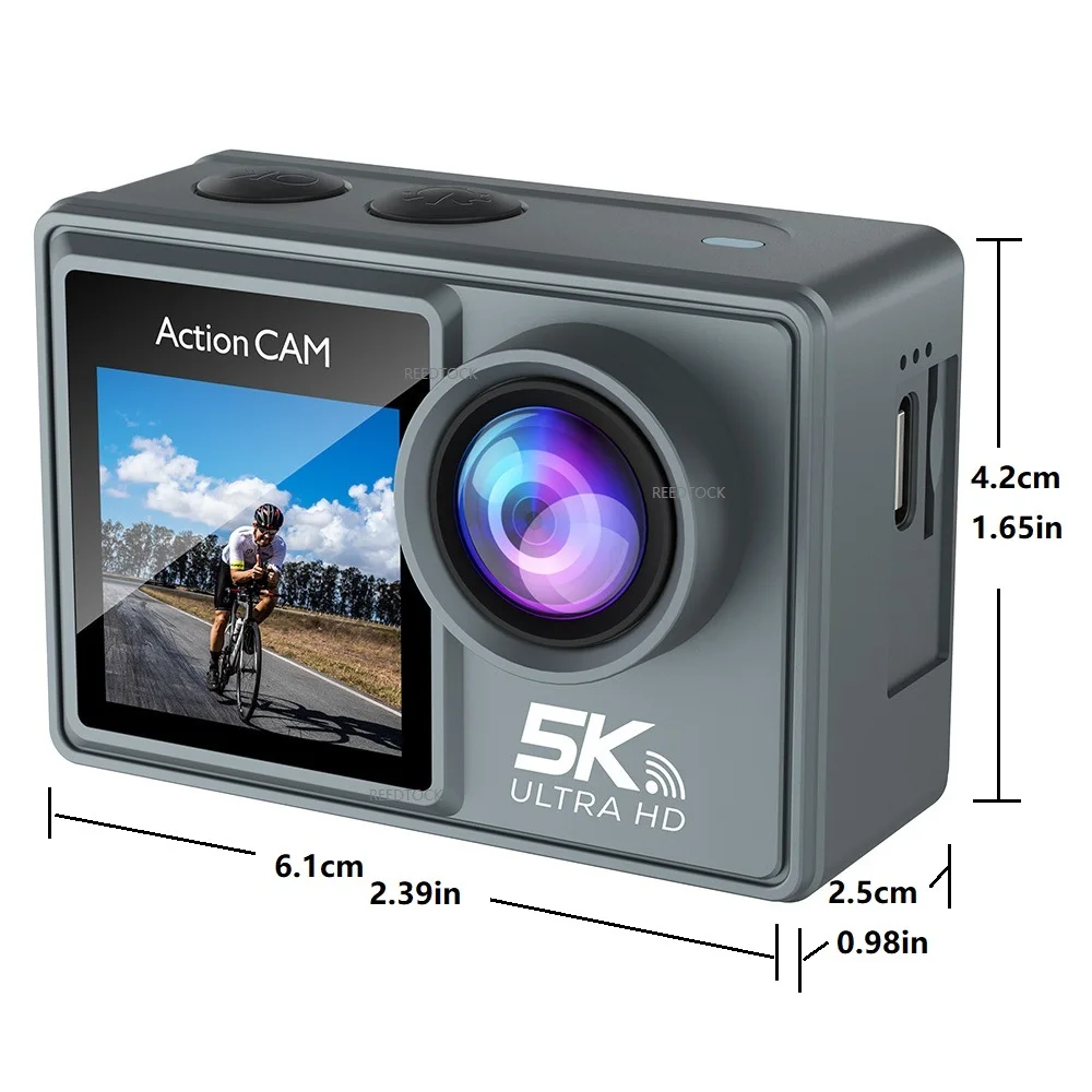 5K 30FPS Action Camera 4K 60FPS Dual Screen 170° Wide Angle 30m Waterproof Sport Camera with Remote Control Bicycle Diving Cam