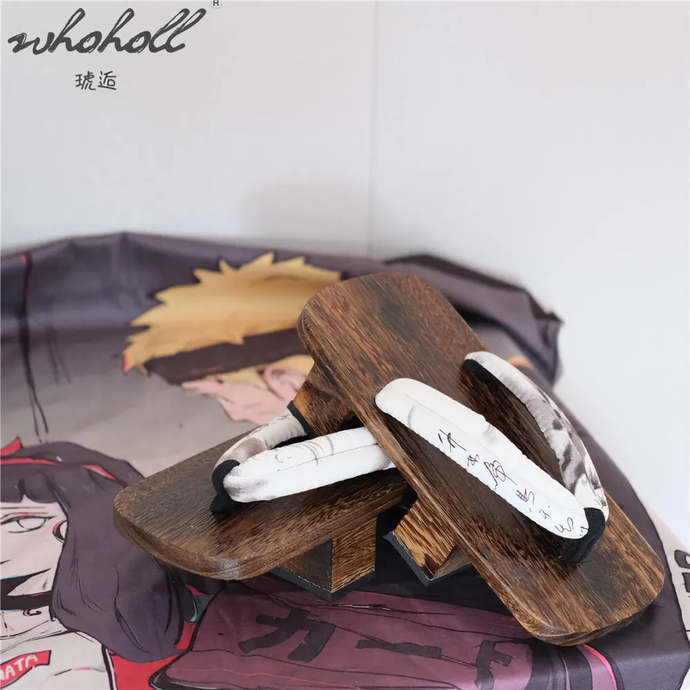 WHOHOLL  Japanese Samurai Clogs Shoes Man Women Unisex Geta Summer Slippers Two Teeth Platform Flip Flops Jiraiya Cosplay
