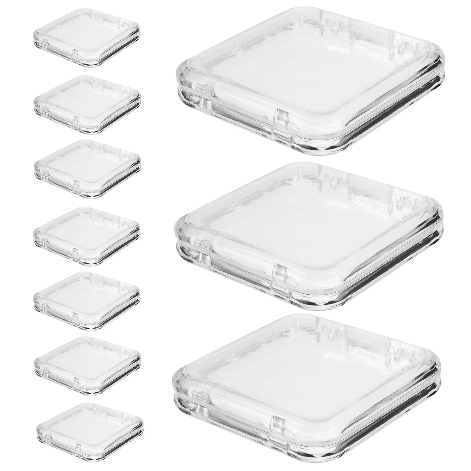 

15Pcs Clear Nail Storage Box Transparent Square Plastic Organizer Dustproof Portable Jewelry Cases Travel Storage for Earrings
