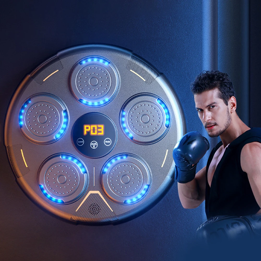 

Smart Bluetooth Music Boxing Machine BT Link Wall Boxing Target LED Lighted USB Charging for Kids Adult Gym Home Boxing Training