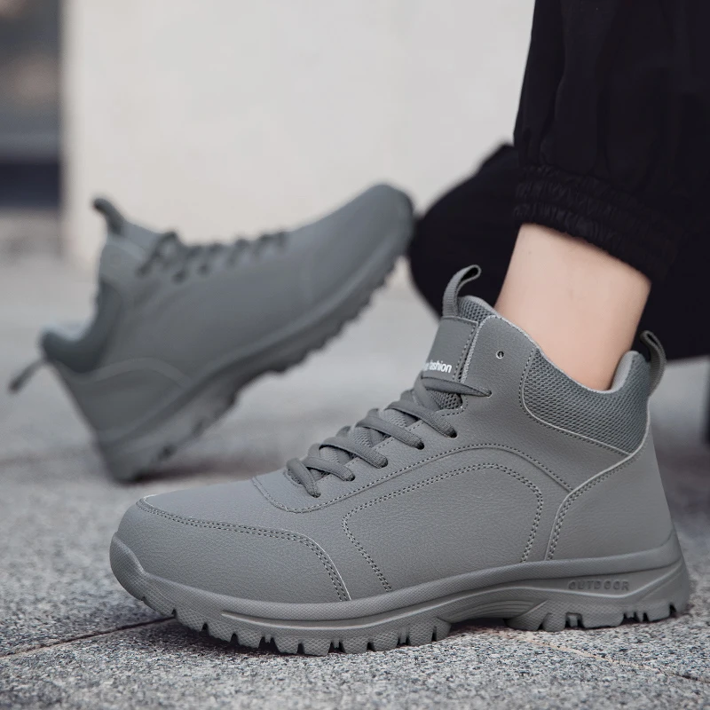 

Snow Boots for Men Casual Winter Shoes Platform Non-slip Warm Fur Ankle Boots Plush Combat Outdoor Hiking Motorcycle Boots