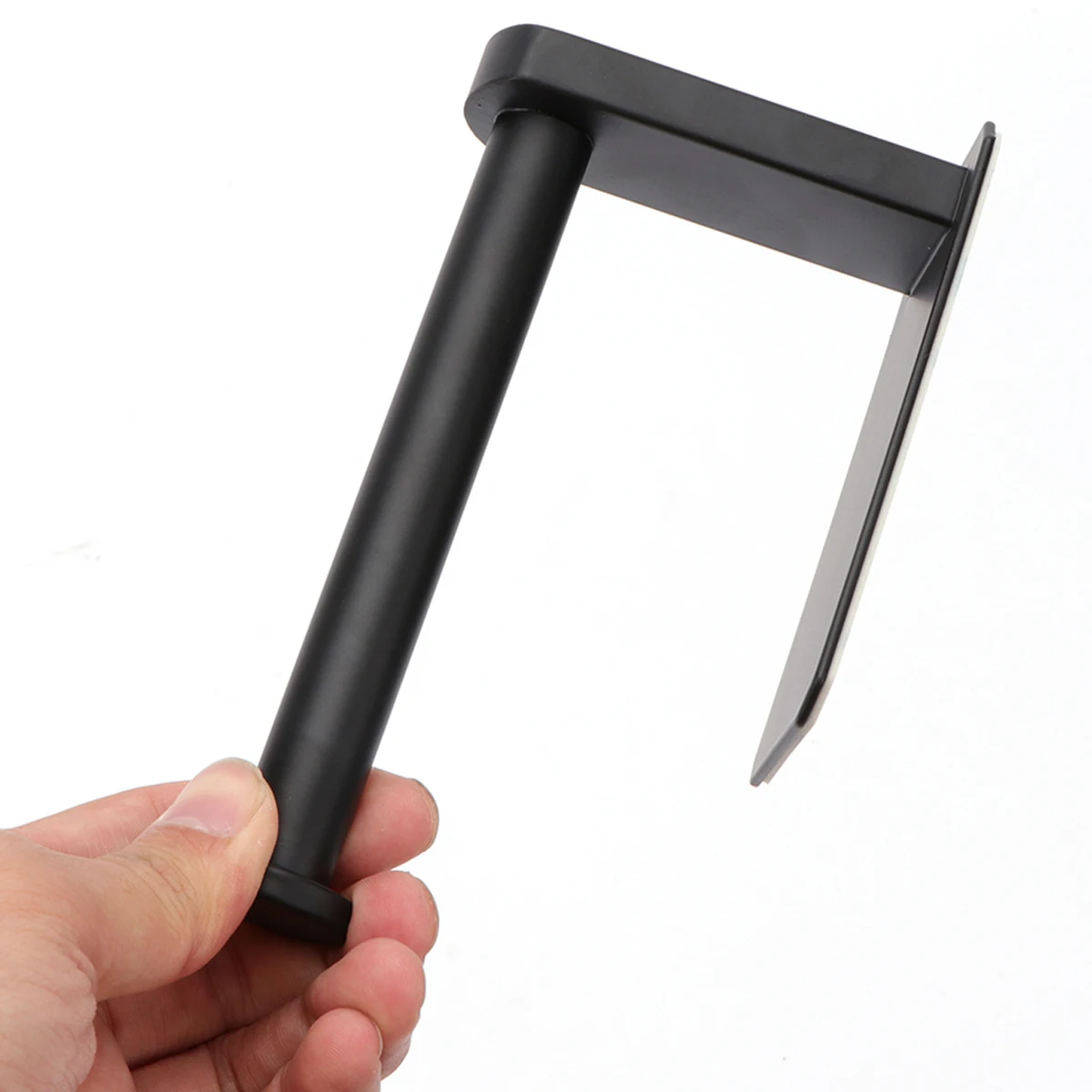 

Stainless Steel No Hole Towel Holder For Bathroom Black Smooth Adhesive Waterproof Tissue Rack Roll Paper Shelf