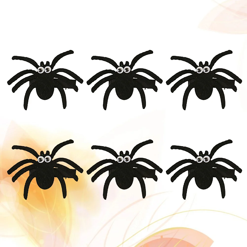 

6 Pcs Halloween Spider Clip Hair Clips Accessories Pin for Accessory Child Toppers