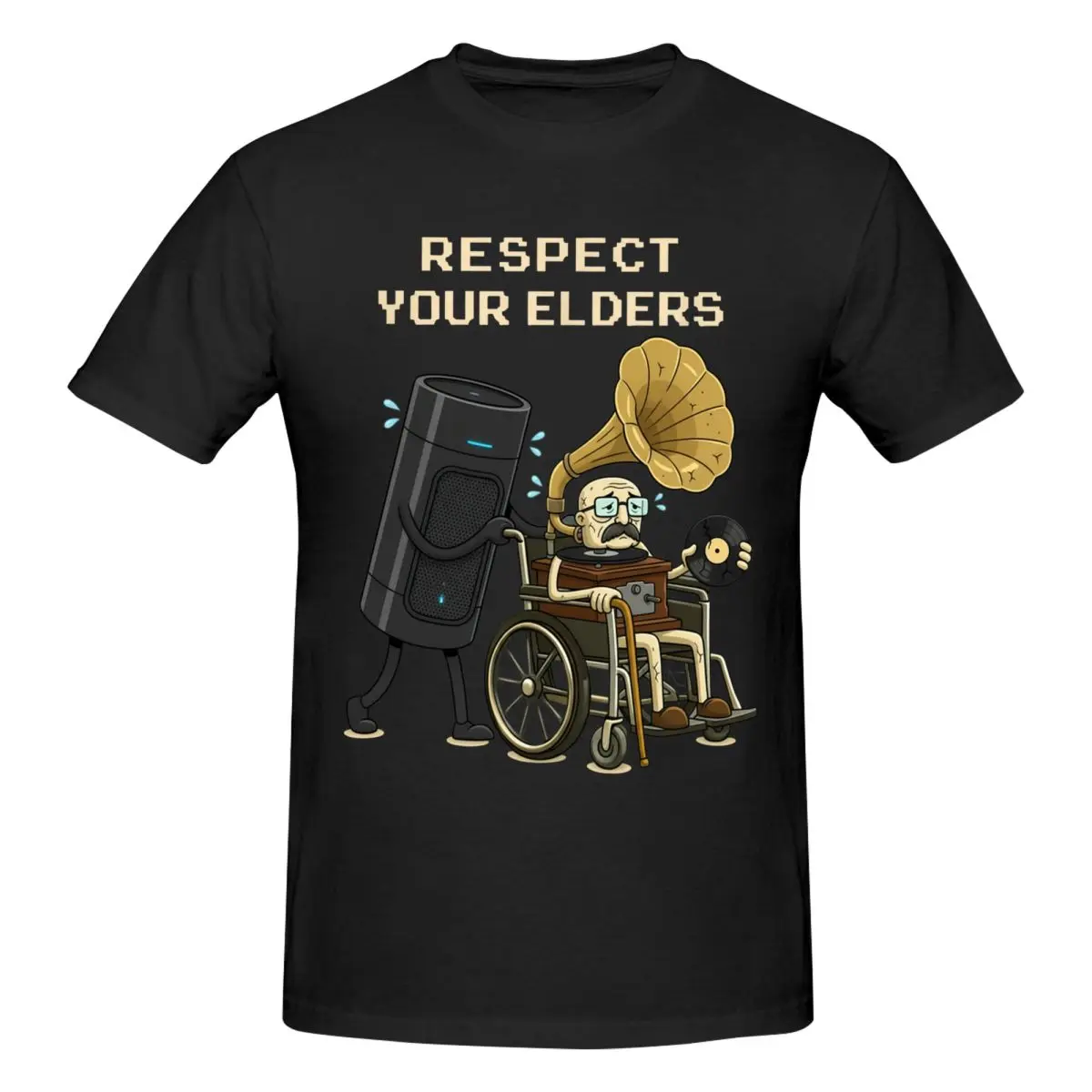 T-shirt Homme Rétro Amusant Gamer Vintage Streetwear Col Rond Coton Manches Courtes Personnalisé « Hommes, Respectez Vos Aînés »