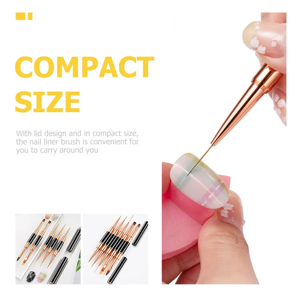 

5pcs Art Portable Design Painting Pen Brush Set Premium Manicure Pens For Diy Nail Nail Art Brushes Decor Supplies