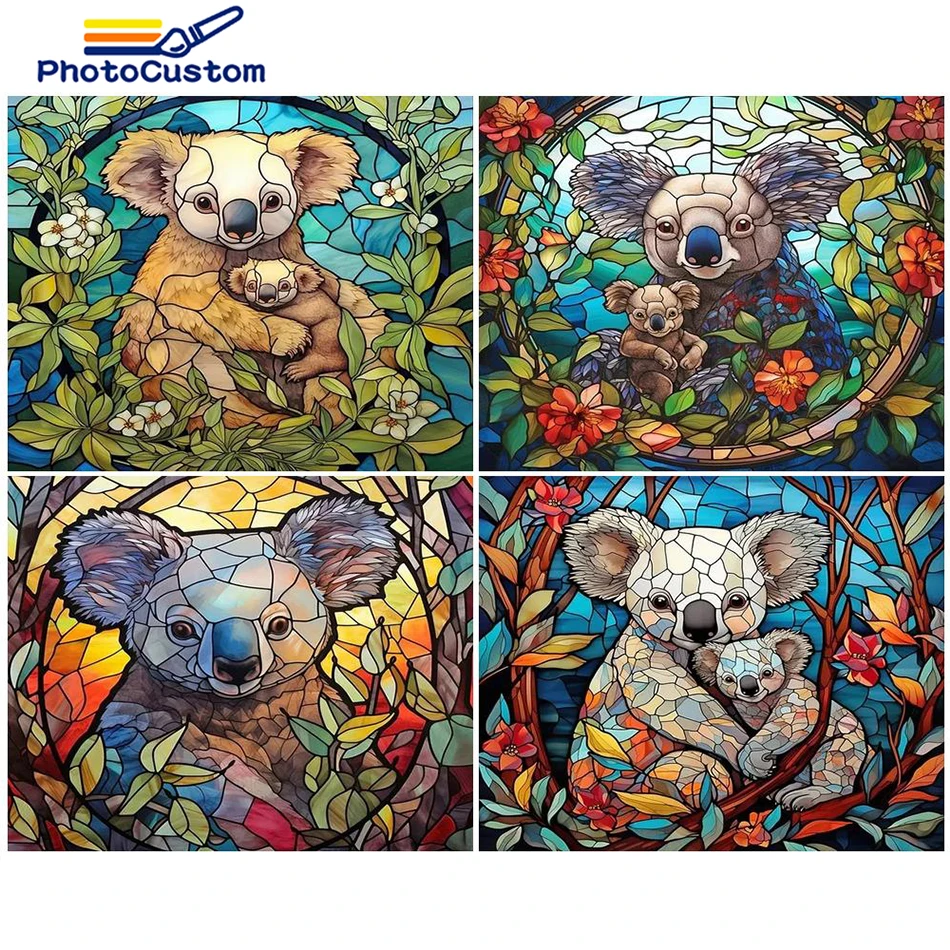 

PhotoCustom DIY Painting By Numbers On Canvas With Frame Handmade For Kids Coloring By Number Animal Decoration Wall Room Art