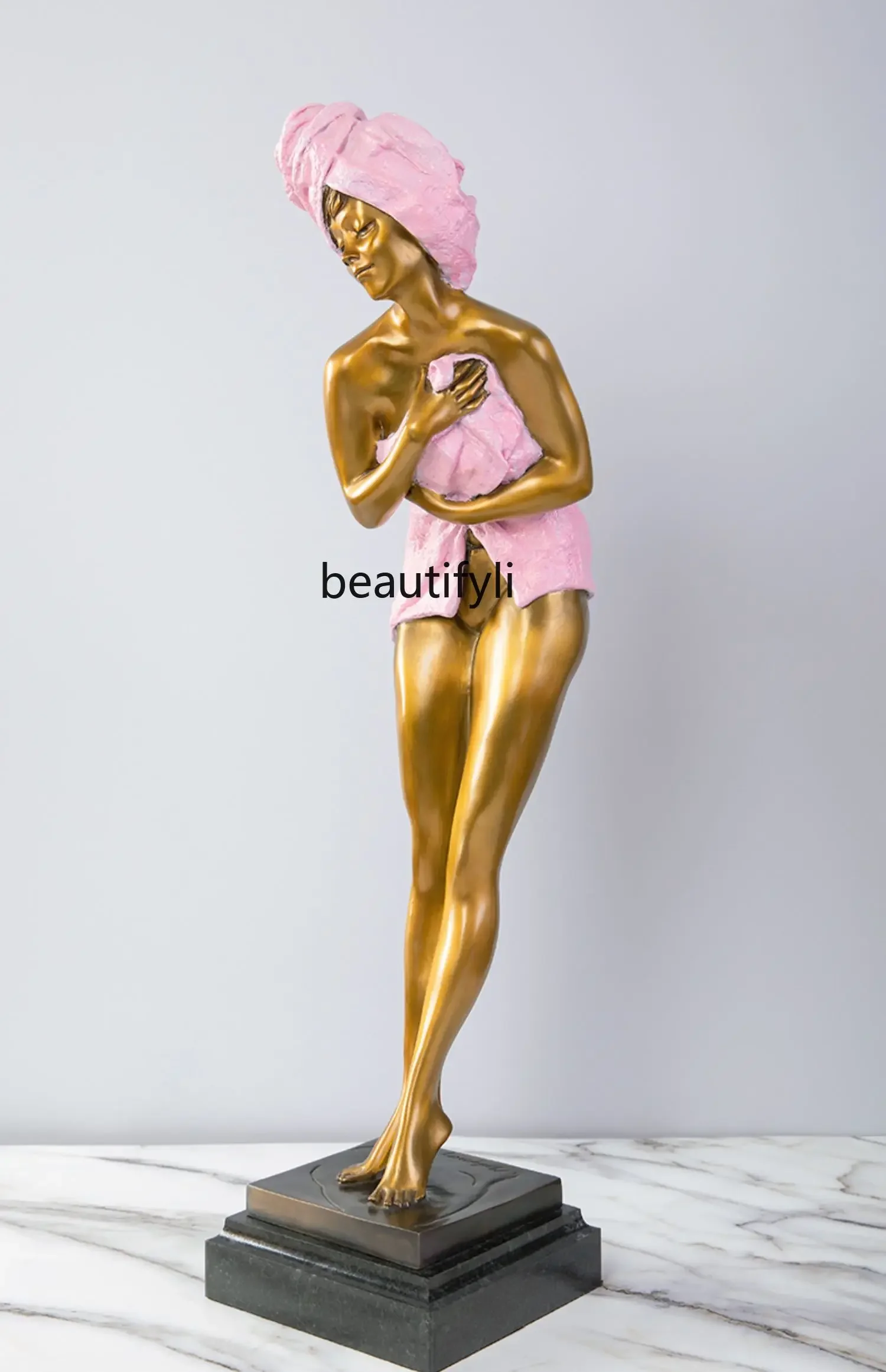 Bronze bath female sculpture original, premium living room bathroom study female desktop ornament