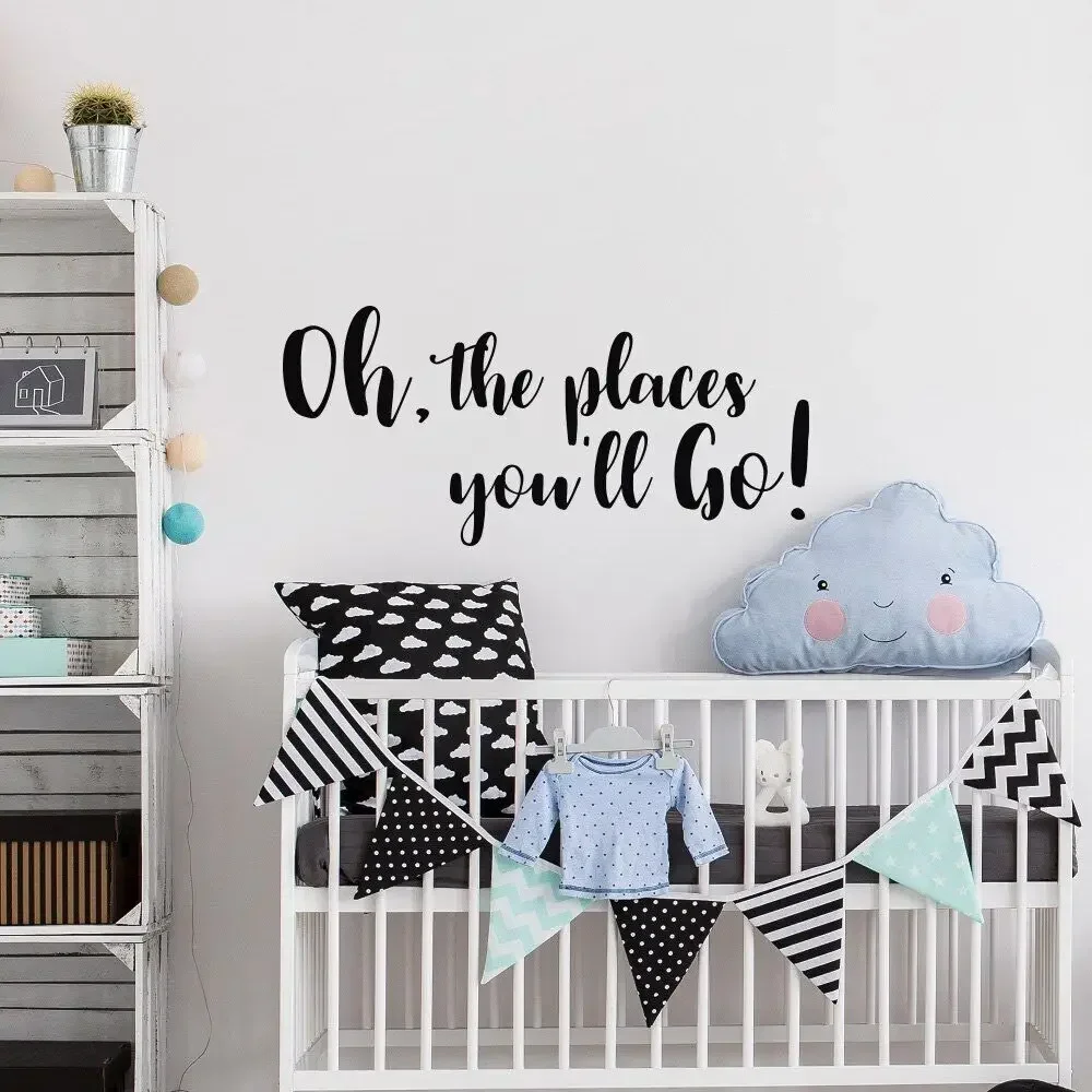 Vinilo Decorativo para Pared de Habitación Infantil con Frase 'Oh The Places You'll Go', Adhesivo Decorativo para Pared de Habitaciones Infantiles, Decoración del Hogar D289