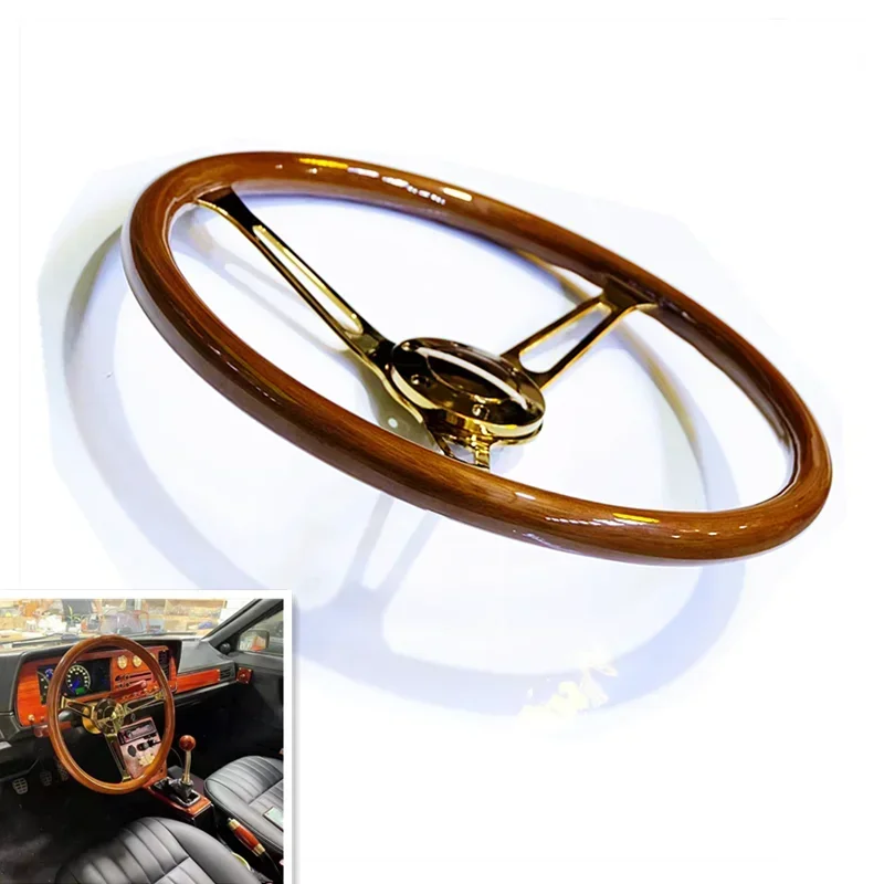 

Spsld automobile refitted steering wheel 15 inch 380mm mahogany gold-plated bracket steering wheel