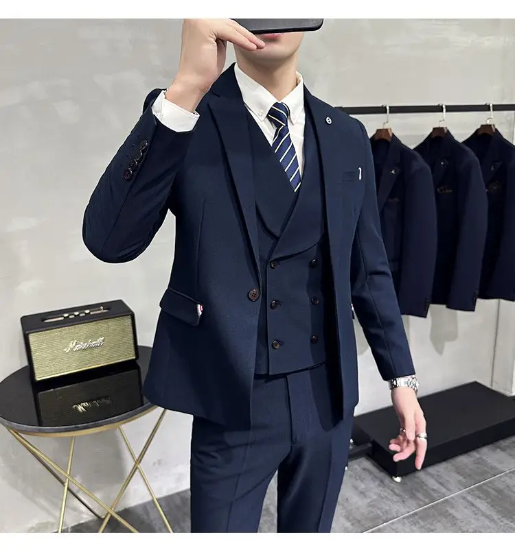 2-B14 High-end commuter handsome casual small suit formal dress jacket British slim business suit for men