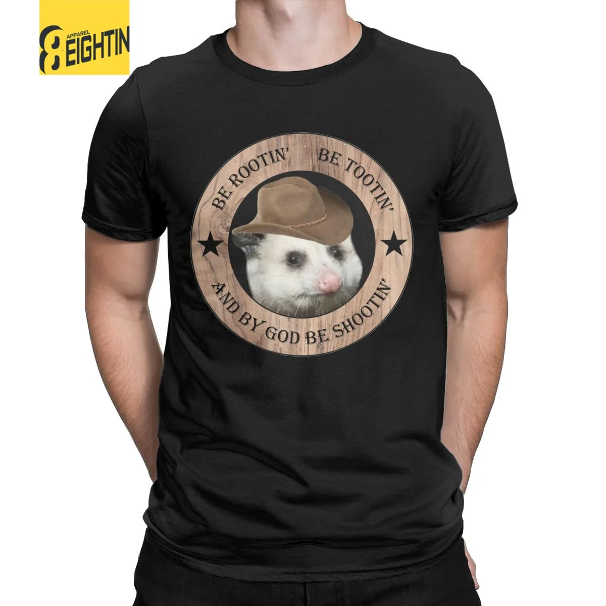 Men Rootin Tootin Possum Cowboy T Shirt Live Fast Opossum Pure Cotton Clothes Casual Short Sleeve O Neck Tees Printed T-Shirt