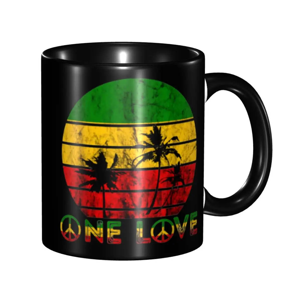 DIY Rasta Reggae One Love Retro Vintage Sunset Jamaica Vacation Ceramic Mugs Customized Coffee Cup Creative Present