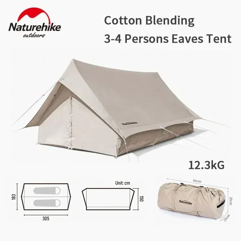 

Naturehike Camping Cotton Eaves Rectangle Tent Big Space 3-4 Person Tent Waterproof Hiking Picnic Outdoor Explore Tent Extend5.6