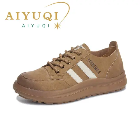 AIYUQI Sneakers Dam Äkta Läder 2025 Vår Nya Vintage Tyska Träningsskor Dam Plattform Casual Damskor 10 best sales vintage Havana-sneakers - №10
