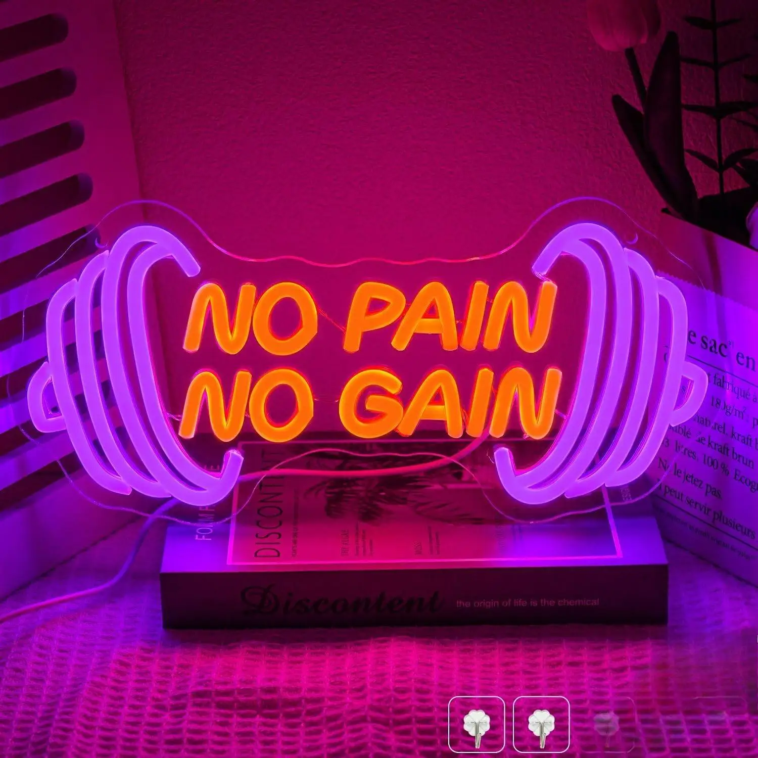 

Неоновая вывеска «No Pain No Gain» с USB-питанием и регулировкой яркости, светодиодные неоновые светильники для спортзалов, фитнес-клубов, тренажерных залов, офисов, декора, коммерческие светодиодные вывески