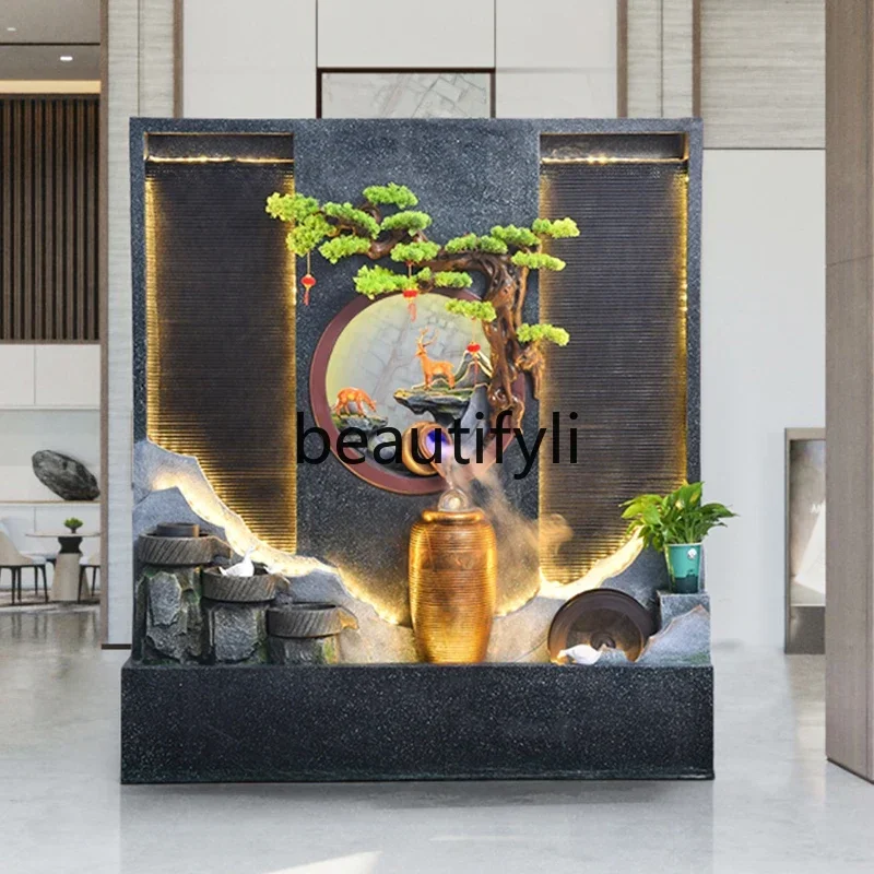 

ssK178 ss25 Alpine water curtain wall running water screen partition living room office rockery water feature floor ornament