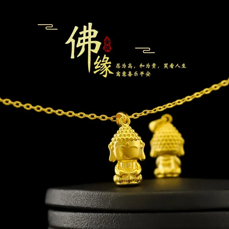 9999 Real Gold 24K The Same 3d Hard Gold Buddha Pendant in The Gold Store, Ancient Necklace Necklace Necklace for Women