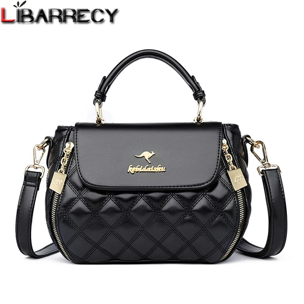 Luxury Designer High Quality Leather Women\'s Handbag Solid Color Design Multifunctional Ladies Shoulder Messenger Bags Sac Femme