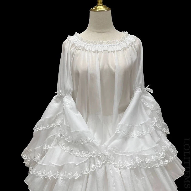 

[Evening Star · Ji Inner Match] Long Short Summer Sleeve Chiffon Lolita Shirt Lolita blusas de verano mujer 2025