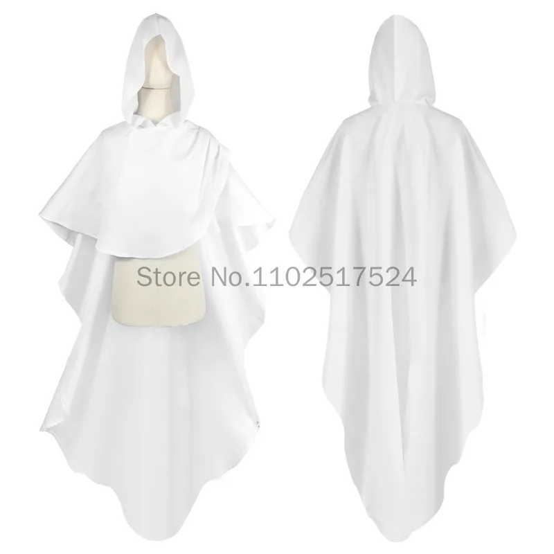 Unisex cavaliere medievale Pagan Cosplay mantello con cappuccio rinascimentale solido irregolare lungo mantello Halloween Carnival Party abiti gotici