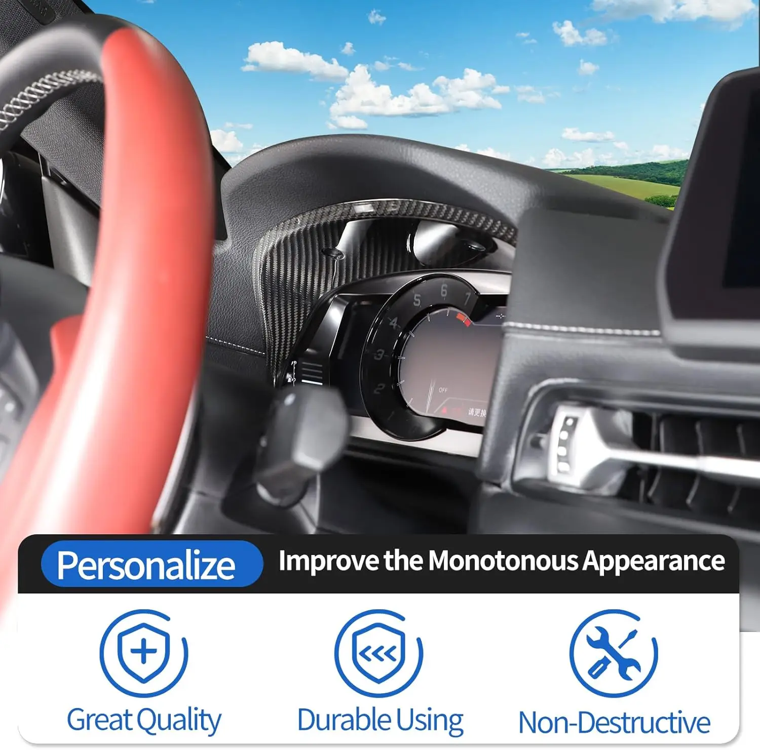 

1PCS Carbon Fiber Car Dashboard Speedmeter Upper Panel Frame Trim Cover Accessories For Toyota GR Supra A90 A91 MK5 2019-2025