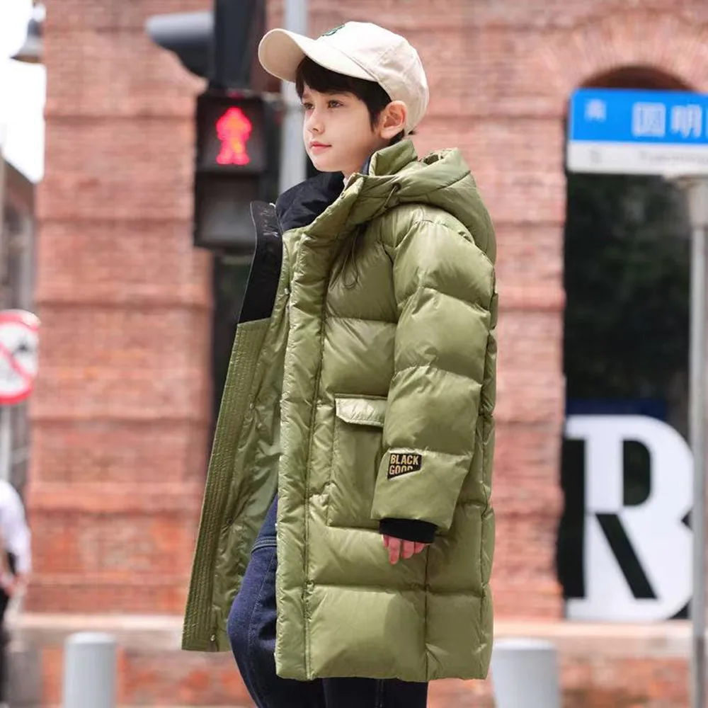 Children's Winter New down Jacket Black Gold Children's down Jacket Thickened Middle and Large Children's White Duck Down Jacket