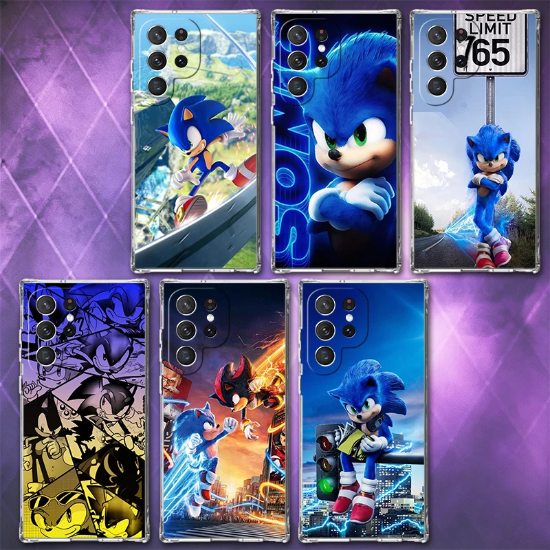 Super S-Sonics Cartoon Soft Phone Case For Samsung Galaxy S26 S25 Edge S24 S23 Ultra S21 S20 FE S22 Plus + Pattern Back Cover