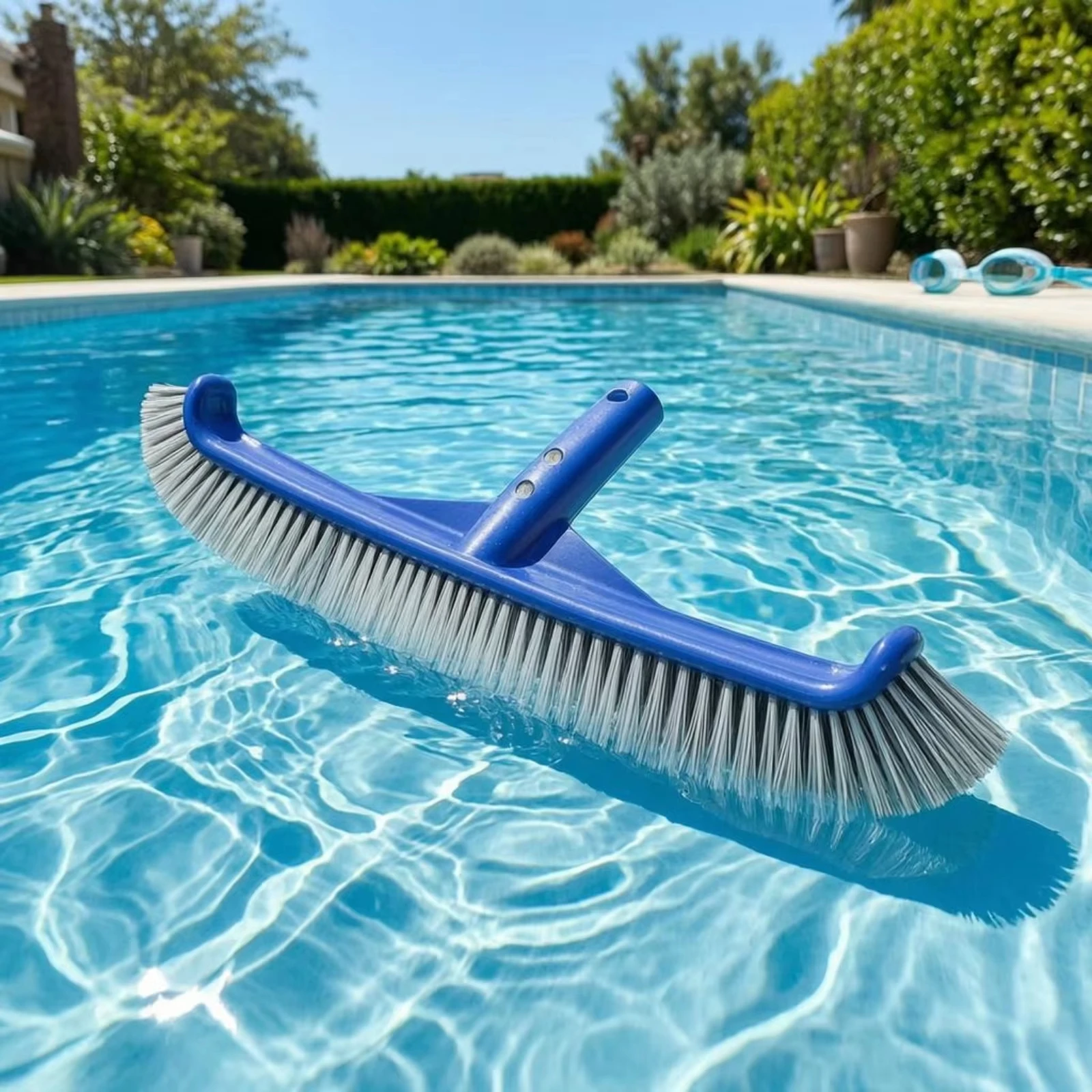 Heavy Duty Swimming Pool Brush Head With Stiff Durable Bristles Curved Design For Cleaning Pool Walls Floors Tiles Steps