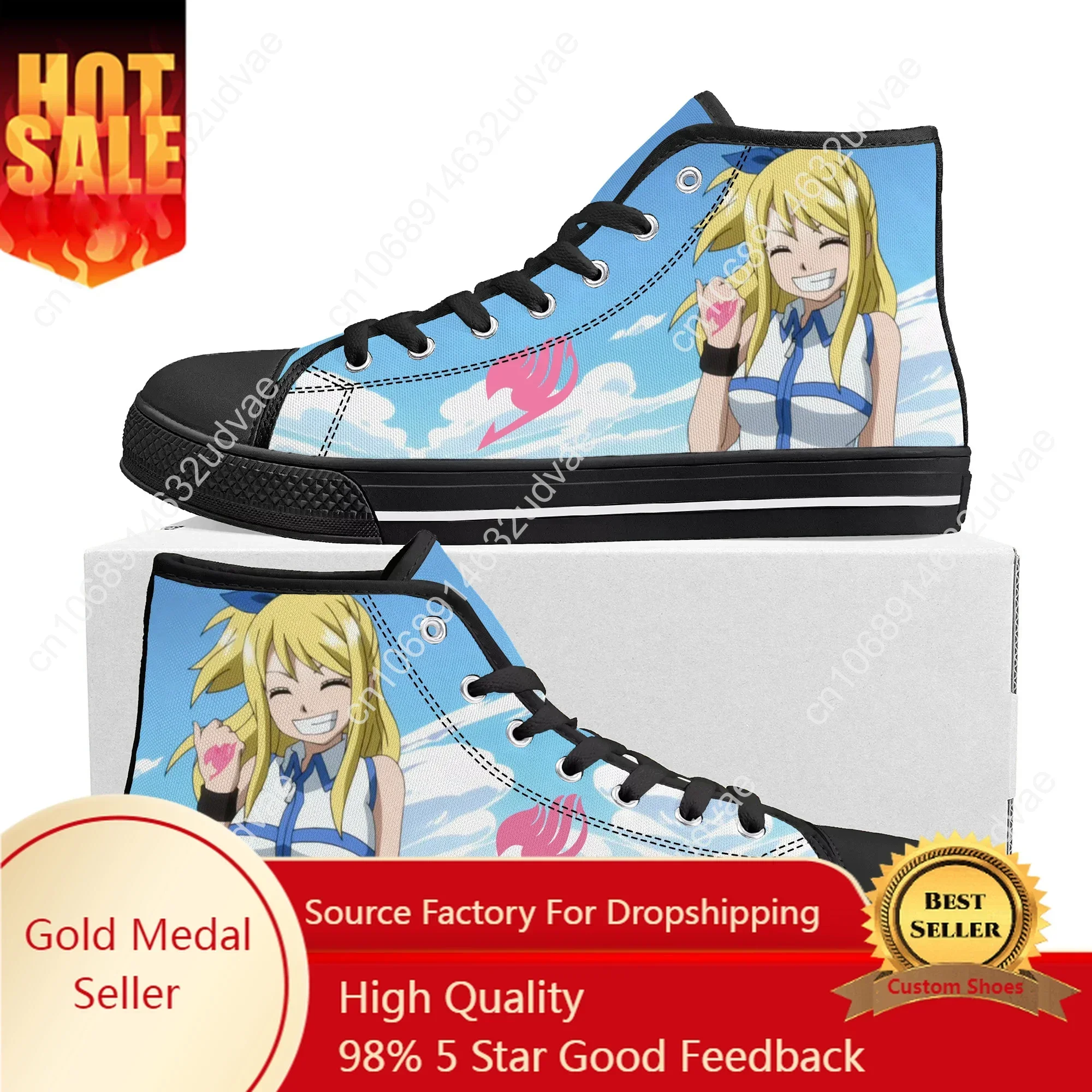 

Cartoon Lucy Heartfilia Anime F-Fairy T-Tail High Top Sneakers Men Women Teenager Canvas Sneaker Casual Couple Shoes Custom Shoe