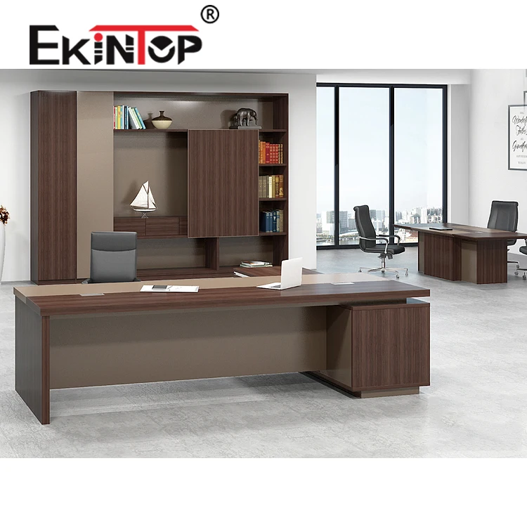 Ekintop Elegant Large Design L Shape Wood Executive Office Desk For Manager