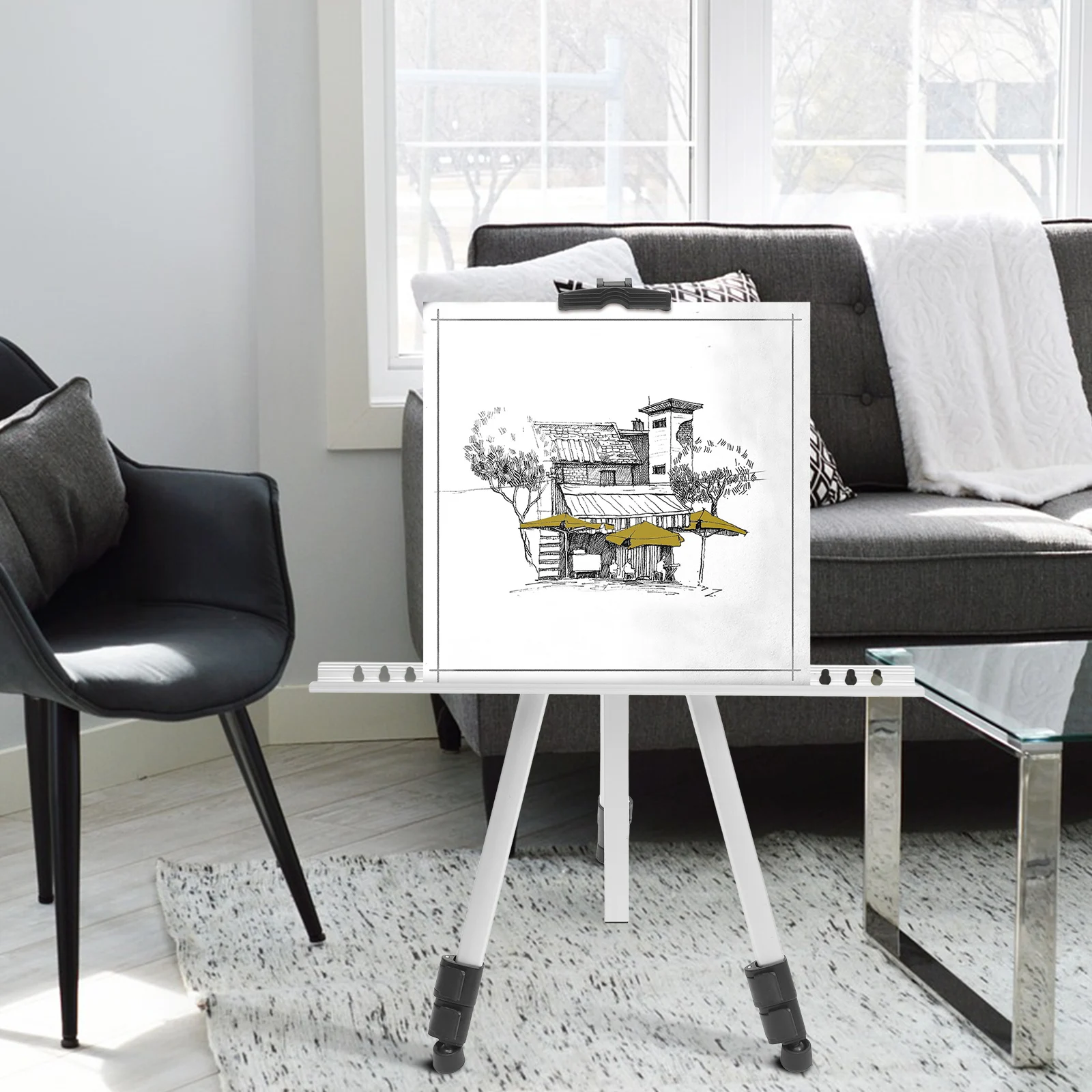 

Foldable Easel Small Display Stand Poster Tabletop Easels Painting Tools Holder Adjustable Height Metal Stand Random Color