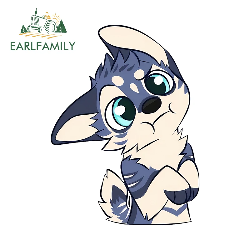 من EARLFAMILY-ملصقات سيارة على شكل حيوان فروي لطيف ، رأس ملتوية ، شارات كرتونية ، عبوس نوافذ إبداعي ، تصميم 13 x