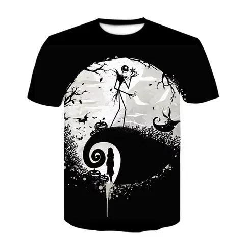 3D-Druck Kinder Erwachsene Mode Übergroßes T-Shirt Kind Tops Halloween The Nightmare Before Christmas T-Shirt Jack Skellington