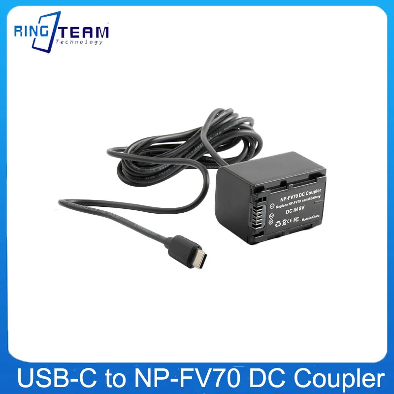 USB-C TYPE-C PD zasilacz do NP-FV70 imitacja baterii FV100 FV50 dla Sony HDR-TG3E FDR-AX100E HDR-CX260V HDR-CX290 HDR-CX170